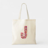 Floral Alphabet Letter J Tote Bag (Achterkant)