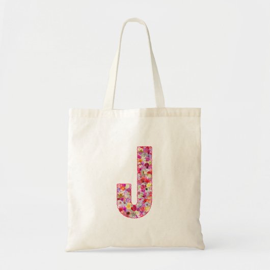 Floral Alphabet Letter J Tote Bag (Voorkant)