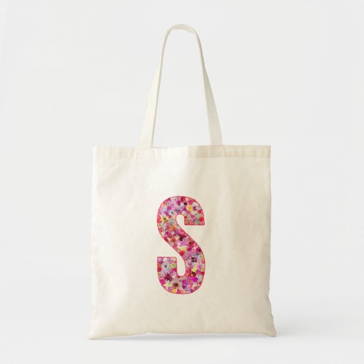 Floral Alphabet Letter S Tote Bag (Voorkant)