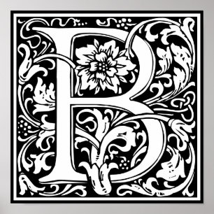 Floral Alphabet Monogram Letter B Poster