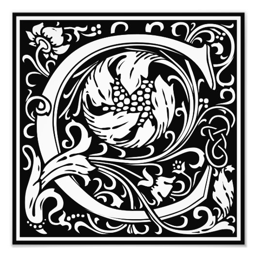 Floral Alphabet Monogram Letter C Foto afdrukken (Voorkant)