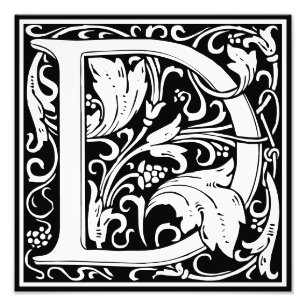 Floral Alphabet Monogram Letter D Foto afdrukken