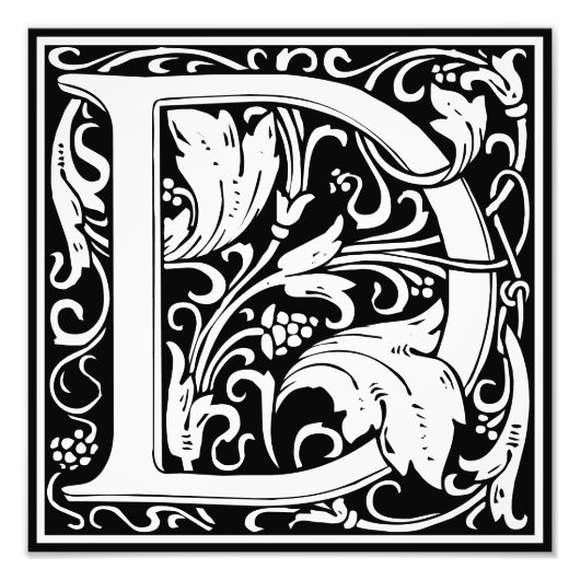Floral Alphabet Monogram Letter D Foto afdrukken (Voorkant)