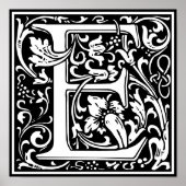 Floral Alphabet Monogram Letter E Poster (Voorkant)