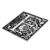 Floral Alphabet Monogram Letter F Tegel Tegeltje (Zijkant)