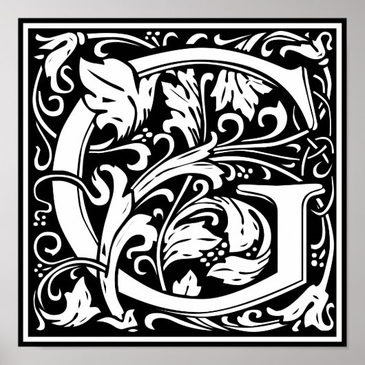 Floral Alphabet Monogram Letter G Poster (Voorkant)