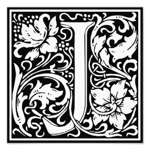Floral Alphabet Monogram Letter J Foto afdrukken