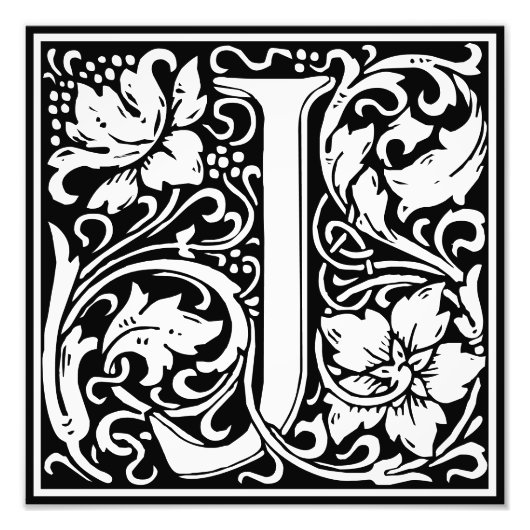 Floral Alphabet Monogram Letter J Foto afdrukken (Voorkant)