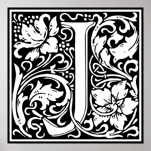 Floral Alphabet Monogram Letter J Poster (Voorkant)