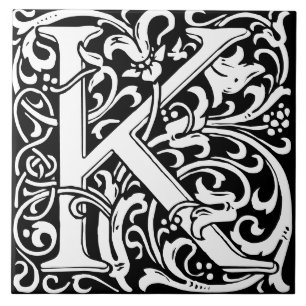 Floral Alphabet Monogram Letter K Tegel Tegeltje