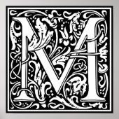Floral Alphabet Monogram Letter M Poster (Voorkant)
