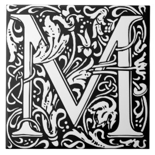 Floral Alphabet Monogram Letter M Tegel Tegeltje
