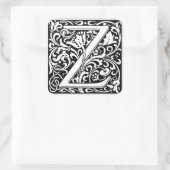 Floral Alphabet Monogram Letter M Vierkante Sticker (Tas)