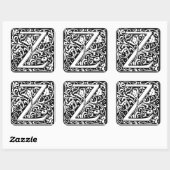 Floral Alphabet Monogram Letter M Vierkante Sticker (Vel)