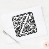 Floral Alphabet Monogram Letter M Vierkante Sticker (Envelop)