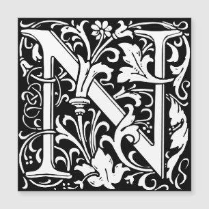 Floral Alphabet Monogram Letter N Morris