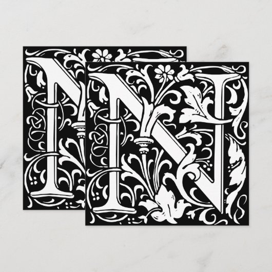 Floral Alphabet Monogram Letter N Morris (Voorkant / Achterkant)