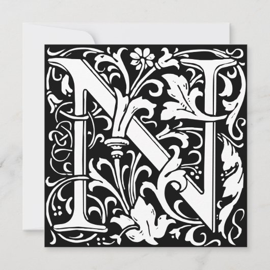 Floral Alphabet Monogram Letter N Morris (Achterkant)
