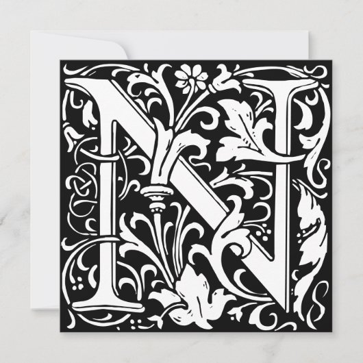 Floral Alphabet Monogram Letter N Morris (Voorkant)