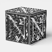 Floral Alphabet Monogram Letter N Tegel Morris Bedankdoosjes (Achterkant)