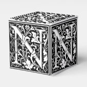 Floral Alphabet Monogram Letter N Tegel Morris Bedankdoosjes (Voorkant Zijde)