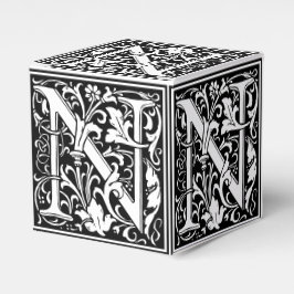 Floral Alphabet Monogram Letter N Tegel Morris Bedankdoosjes