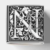 Floral Alphabet Monogram Letter N Tegel Morris Bedankdoosjes (Bovenkant)