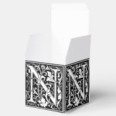 Floral Alphabet Monogram Letter N Tegel Morris Bedankdoosjes (Geopend)