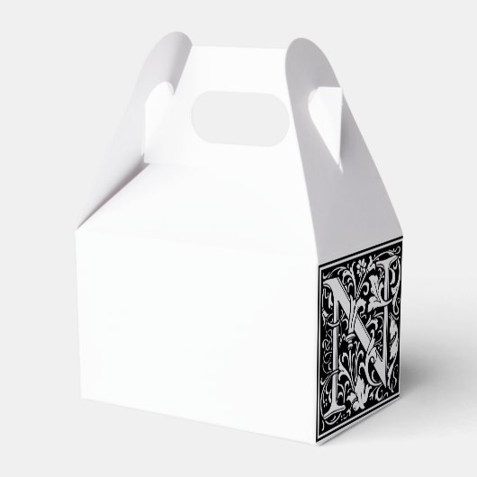 Floral Alphabet Monogram Letter N Tegel Morris Bedankdoosjes (Voorkant Zijde)