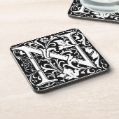 Floral Alphabet Monogram Letter N Tegel Morris Bier Onderzetter (Linkerzijde)