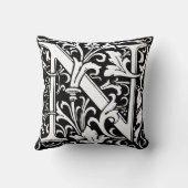 Floral Alphabet Monogram Letter N Tegel Morris Kussen (Achterkant)