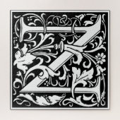 Floral Alphabet Monogram Letter N Tegel Morris Legpuzzel (Horizontaal)