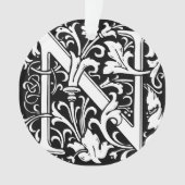 Floral Alphabet Monogram Letter N Tegel Morris Ornament (voorkant)