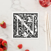 Floral Alphabet Monogram Letter N Tegel Morris Servet (Insitu)