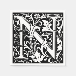 Floral Alphabet Monogram Letter N Tegel Morris Servet