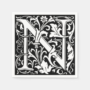 Floral Alphabet Monogram Letter N Tegel Morris Servet