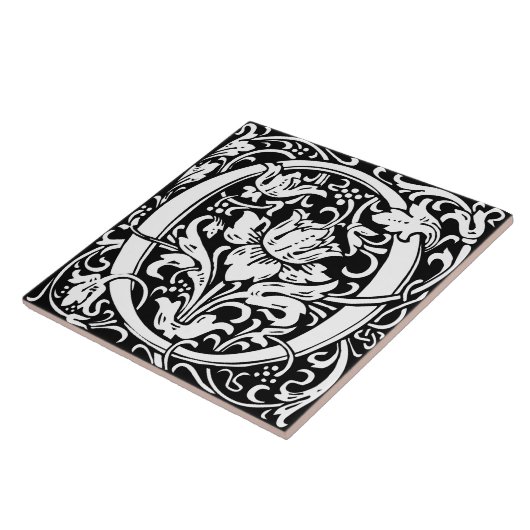 Floral Alphabet Monogram Letter O Tegel Tegeltje (Zijkant)