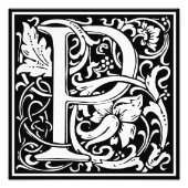 Floral Alphabet Monogram Letter P Foto afdrukken (Voorkant)