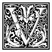Floral Alphabet Monogram Letter V Foto afdrukken (Voorkant)