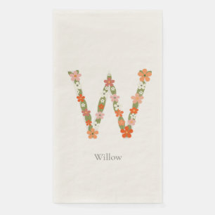 Floral Alphabet monogram letter " W" Servet