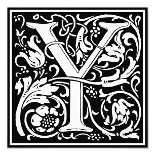 Floral Alphabet Monogram Letter Y Foto afdrukken