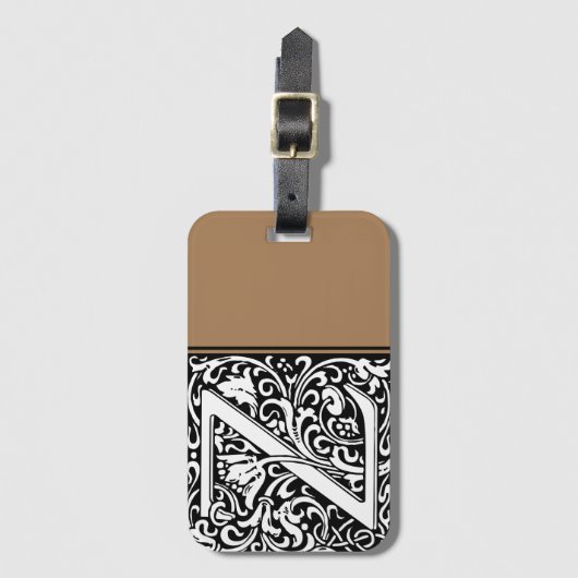 Floral Alphabet Monogram Letter Z Bagagelabel (Voorkant (verticaal))