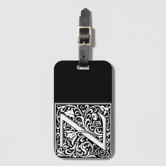 Floral Alphabet Monogram Letter Z Bagagelabel (Voorkant (verticaal))