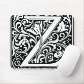Floral Alphabet Monogram Letter Z Muismat (Met muis)