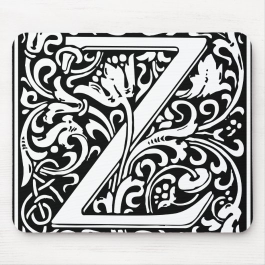 Floral Alphabet Monogram Letter Z Muismat (Voorkant)
