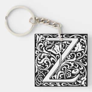 Floral Alphabet Monogram Letter Z Sleutelhanger