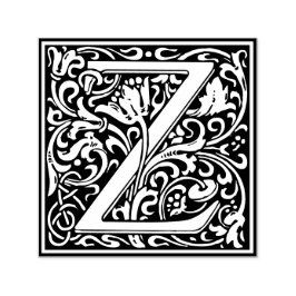 Floral Alphabet Monogram Letter Z Zelfinktende Stempel