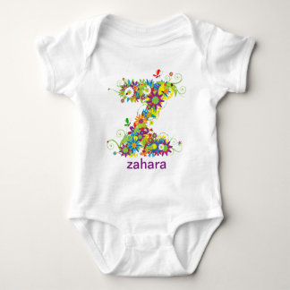 Floral Alphabet Name Baby T-shirt (Monogram Z)