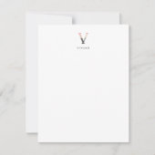 Floral Alphabet - V - Stationery Note Kaart Notitiekaartje (Voorkant)