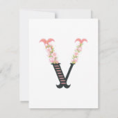 Floral Alphabet - V - Stationery Note Kaart Notitiekaartje (Achterkant)